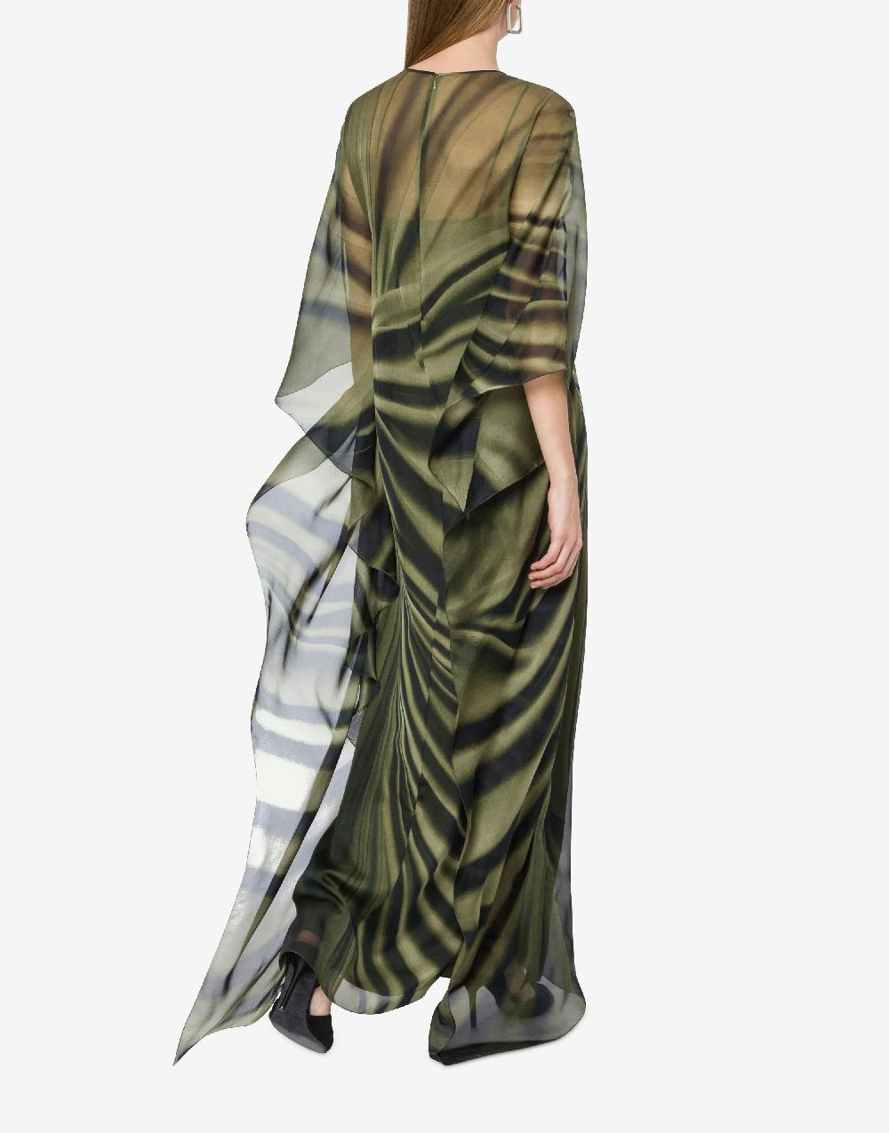 Alberta Ferretti Abito Lungo In Chiffon Con Stampa Drappeggio