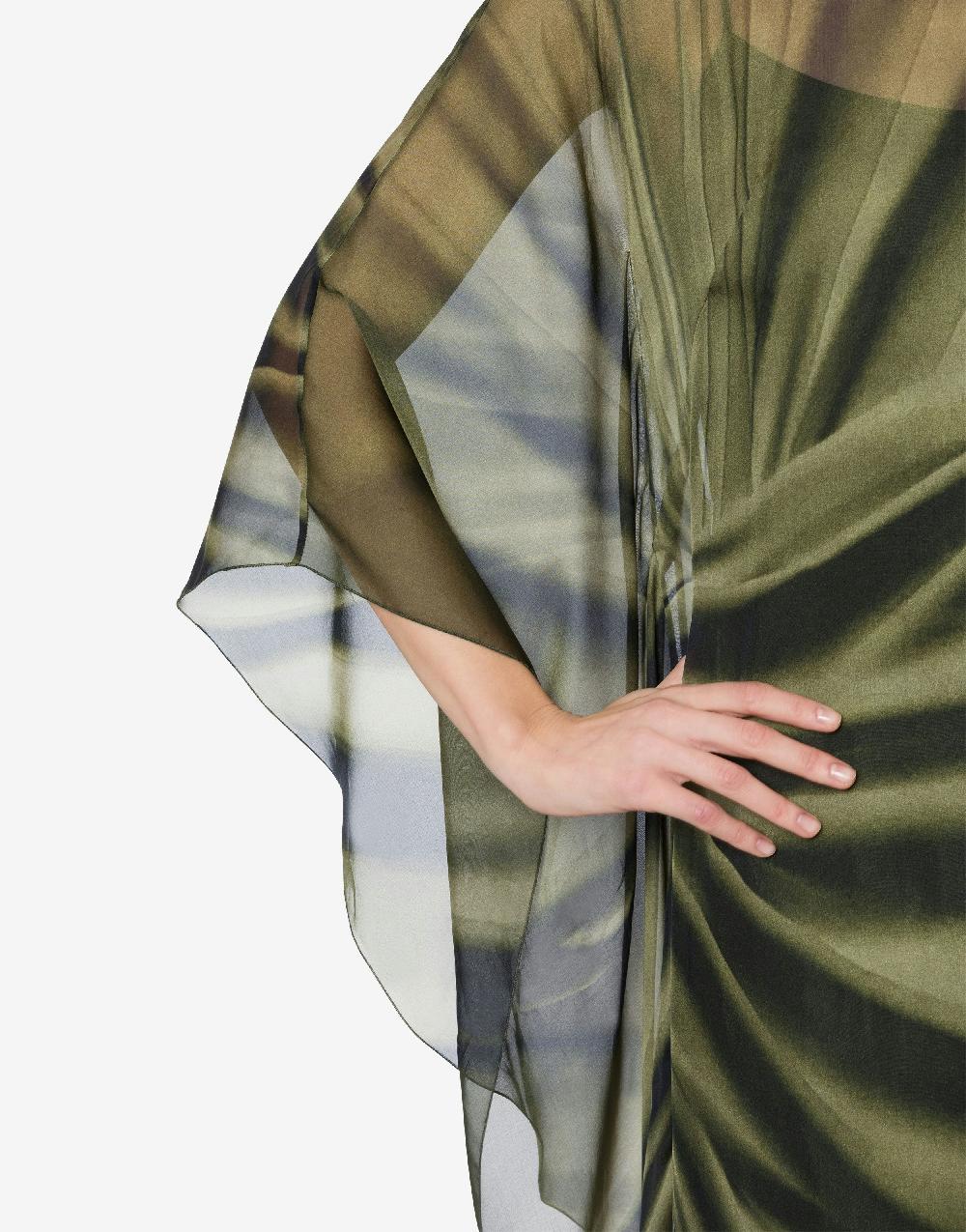 Alberta Ferretti Abito Lungo In Chiffon Con Stampa Drappeggio