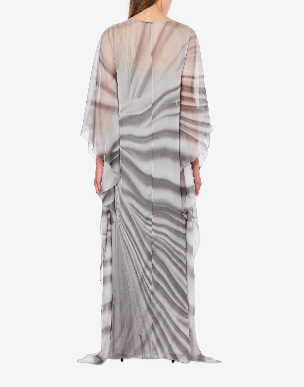 Alberta Ferretti Abito Lungo In Chiffon Con Stampa Drappeggio