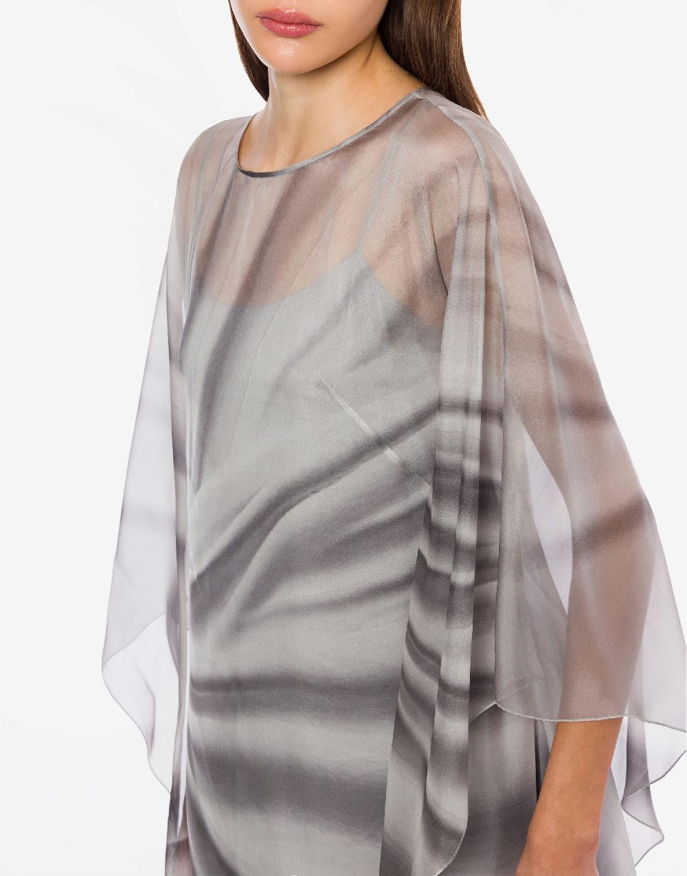 Alberta Ferretti Abito Lungo In Chiffon Con Stampa Drappeggio