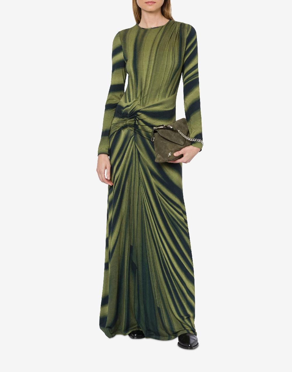 Alberta Ferretti Abito Lungo In Jersey Con Stampa Drappeggio