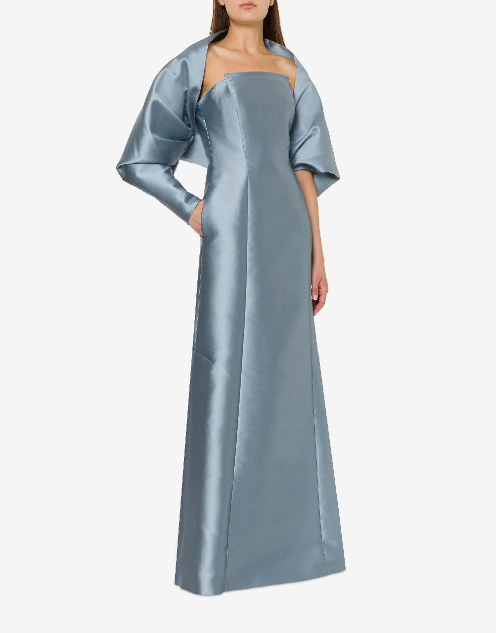 Alberta Ferretti Abito Lungo In Mikado Con Coprispalle