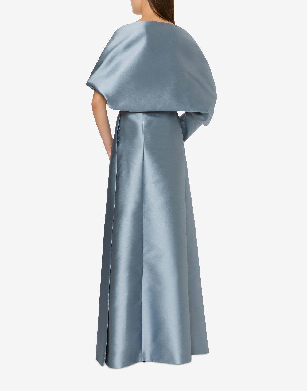 Alberta Ferretti Abito Lungo In Mikado Con Coprispalle