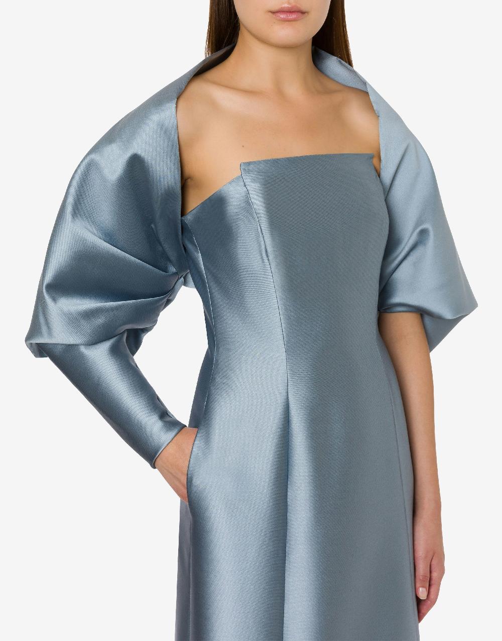 Alberta Ferretti Abito Lungo In Mikado Con Coprispalle