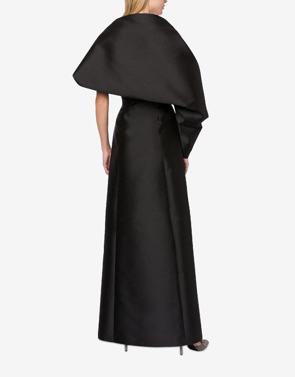 Alberta Ferretti Abito Lungo In Mikado Con Coprispalle