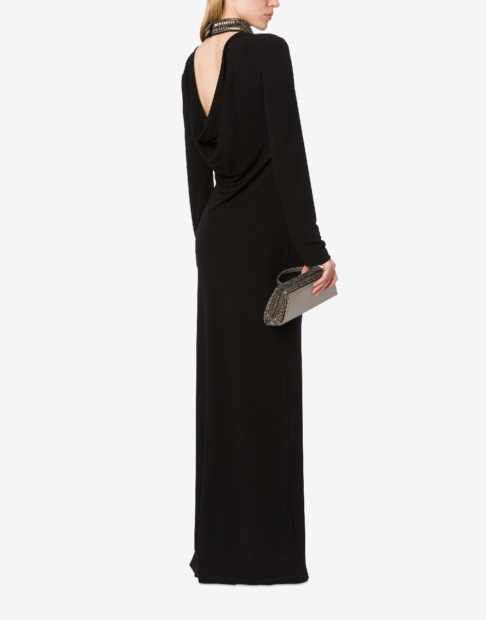 Alberta Ferretti Abito Lungo In Organzino Con Ricamo