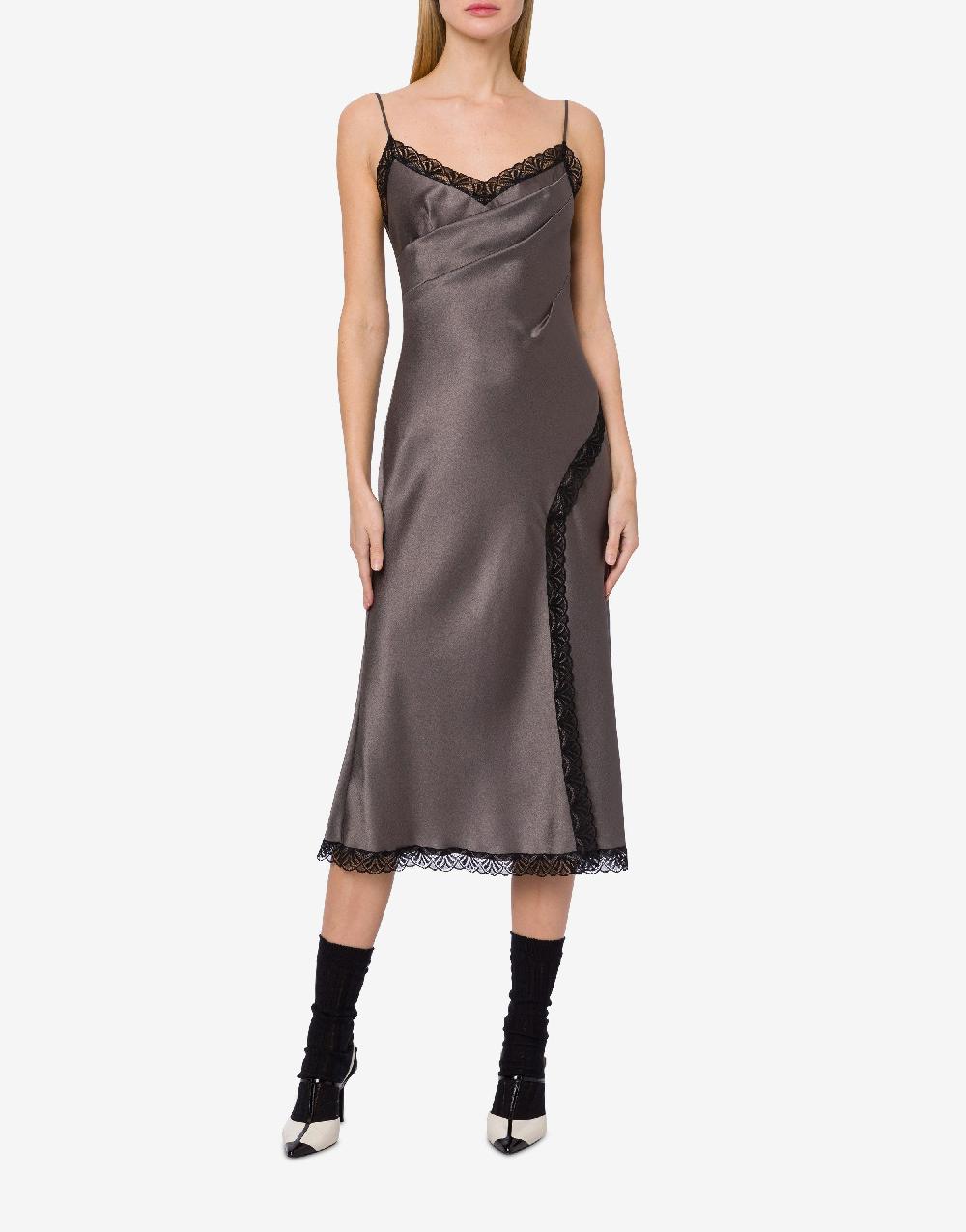 Alberta Ferretti Abito Sottoveste In Raso Con Pizzo