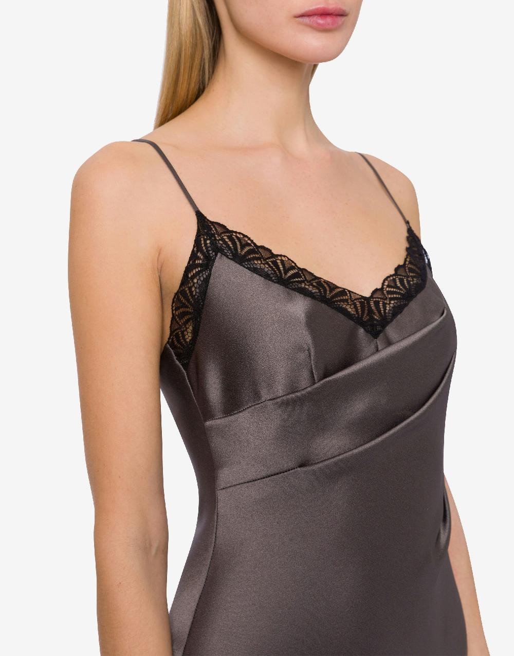 Alberta Ferretti Abito Sottoveste In Raso Con Pizzo