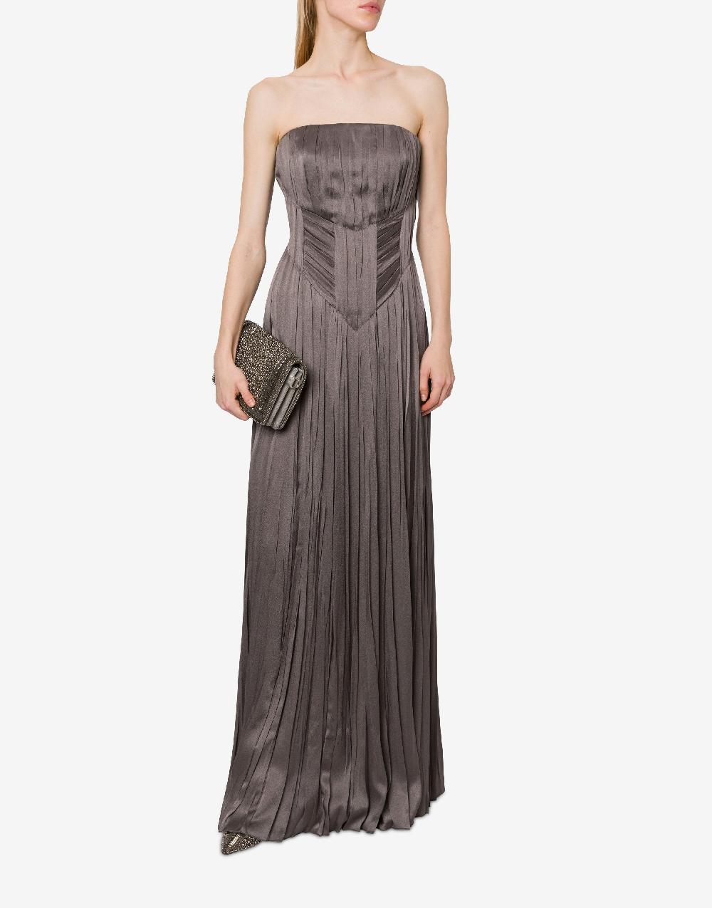 Alberta Ferretti Abito Bustier In Raso Plissé