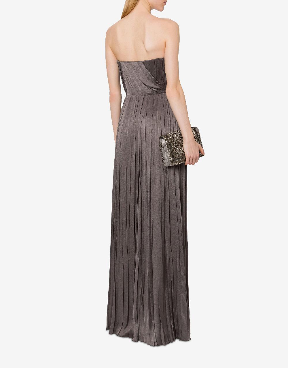 Alberta Ferretti Abito Bustier In Raso Plissé