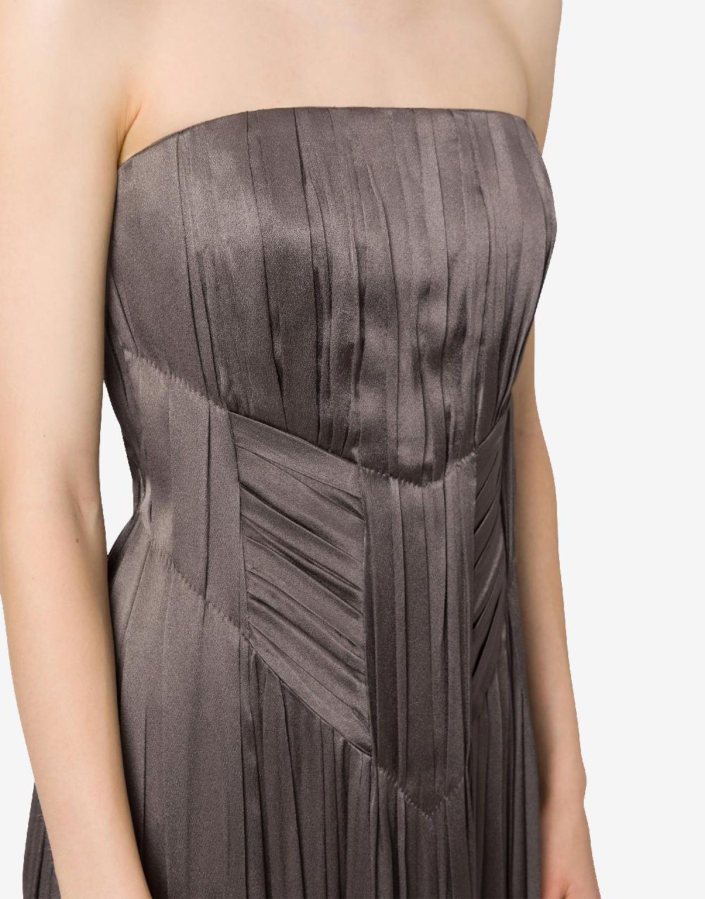 Alberta Ferretti Abito Bustier In Raso Plissé