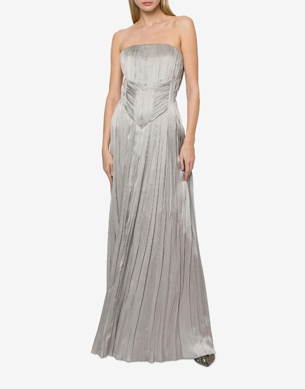 Alberta Ferretti Abito Bustier In Raso Plissé