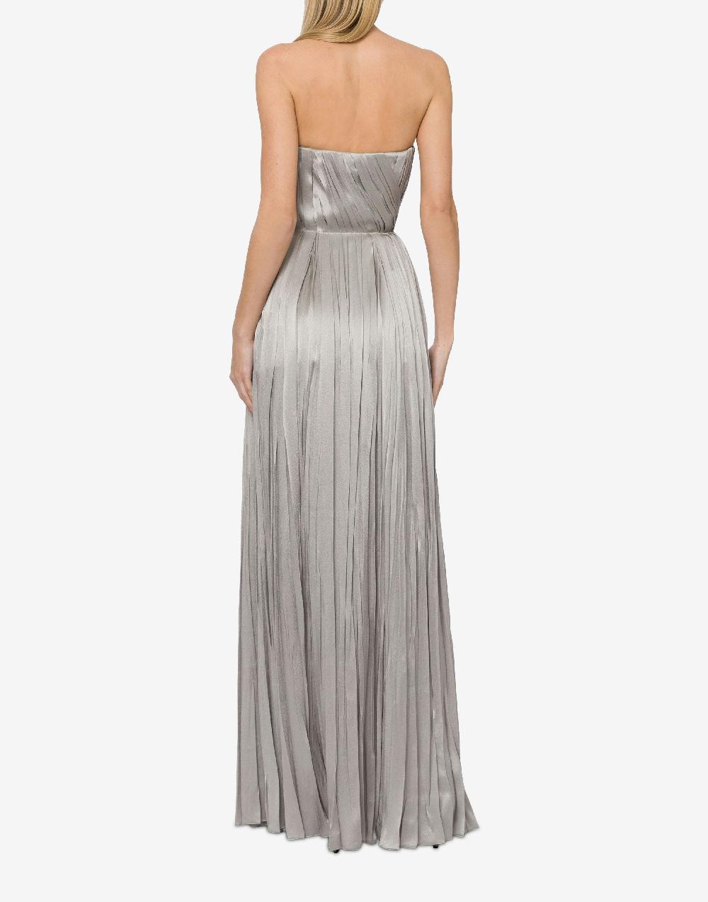 Alberta Ferretti Abito Bustier In Raso Plissé