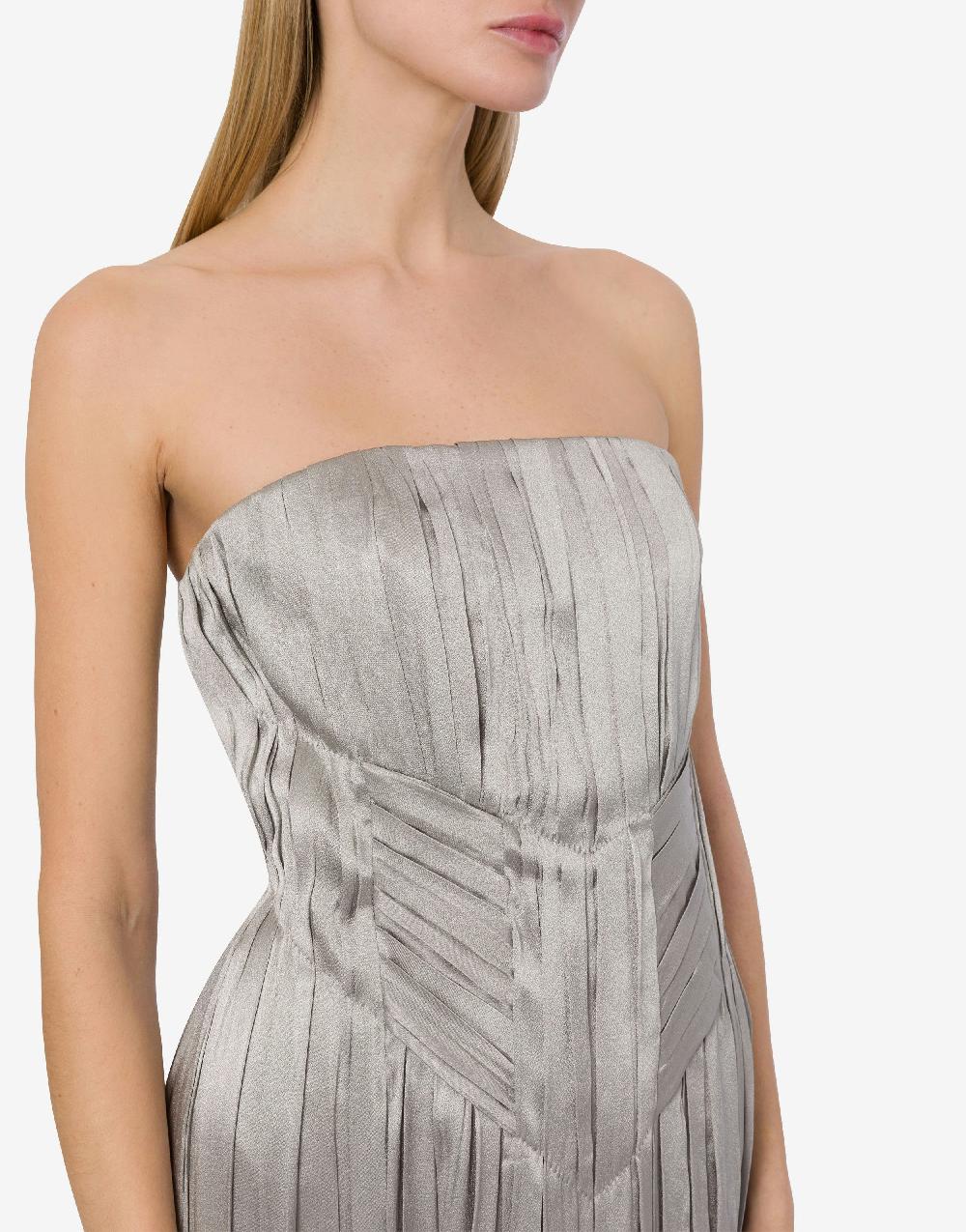 Alberta Ferretti Abito Bustier In Raso Plissé