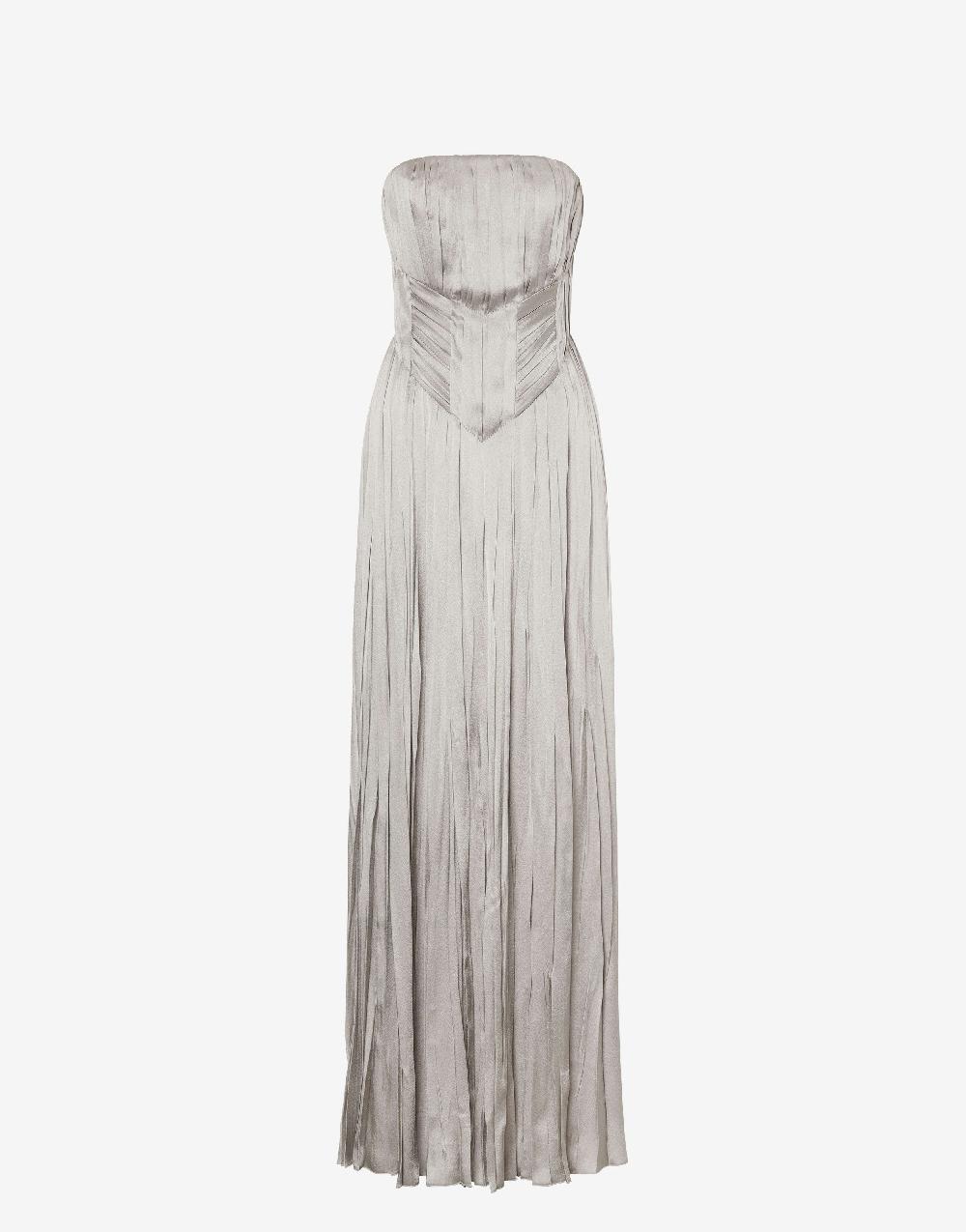 Alberta Ferretti Abito bustier in raso plissé