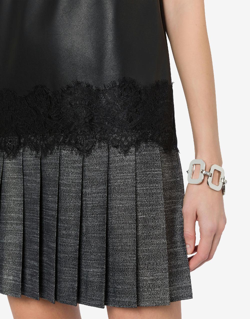 Alberta Ferretti Abito Con Pizzo E Gonna A Pieghe