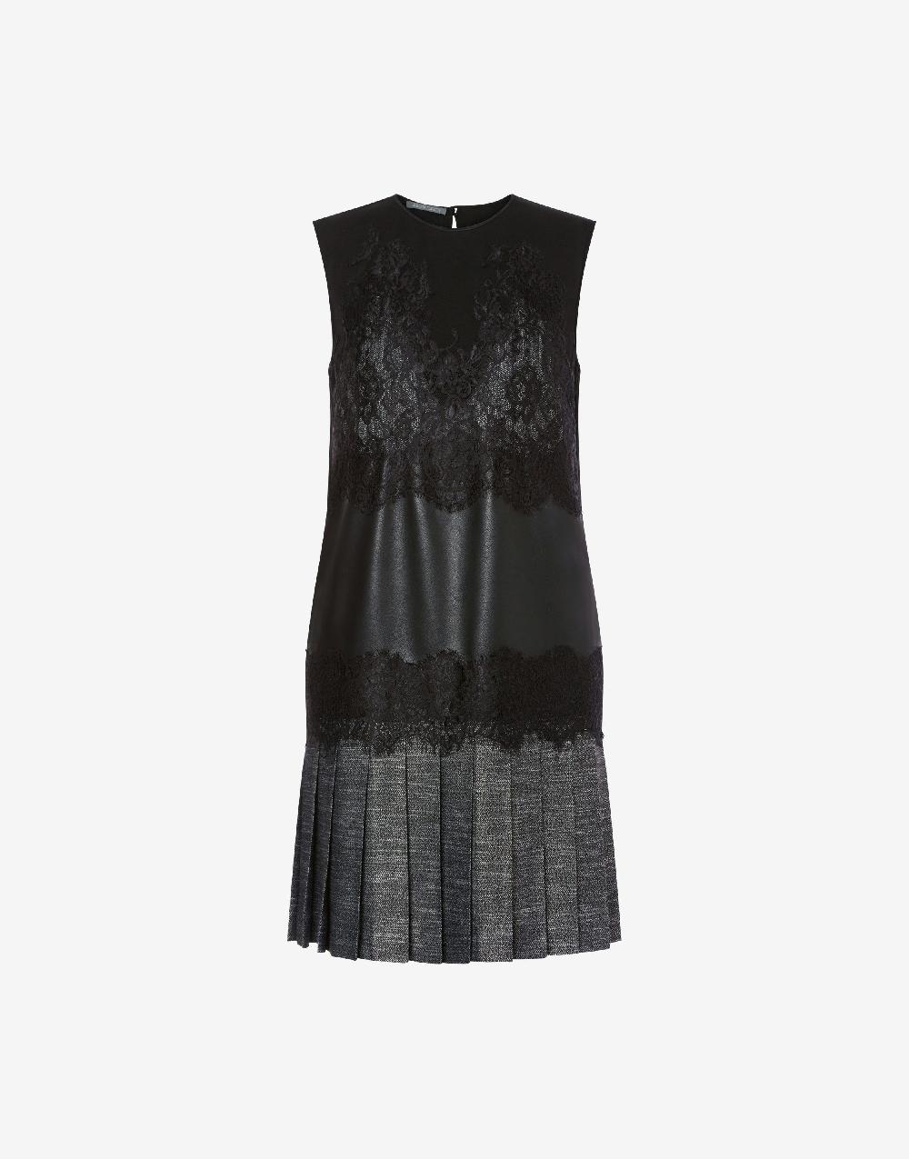 Alberta Ferretti Abito con pizzo e gonna a pieghe