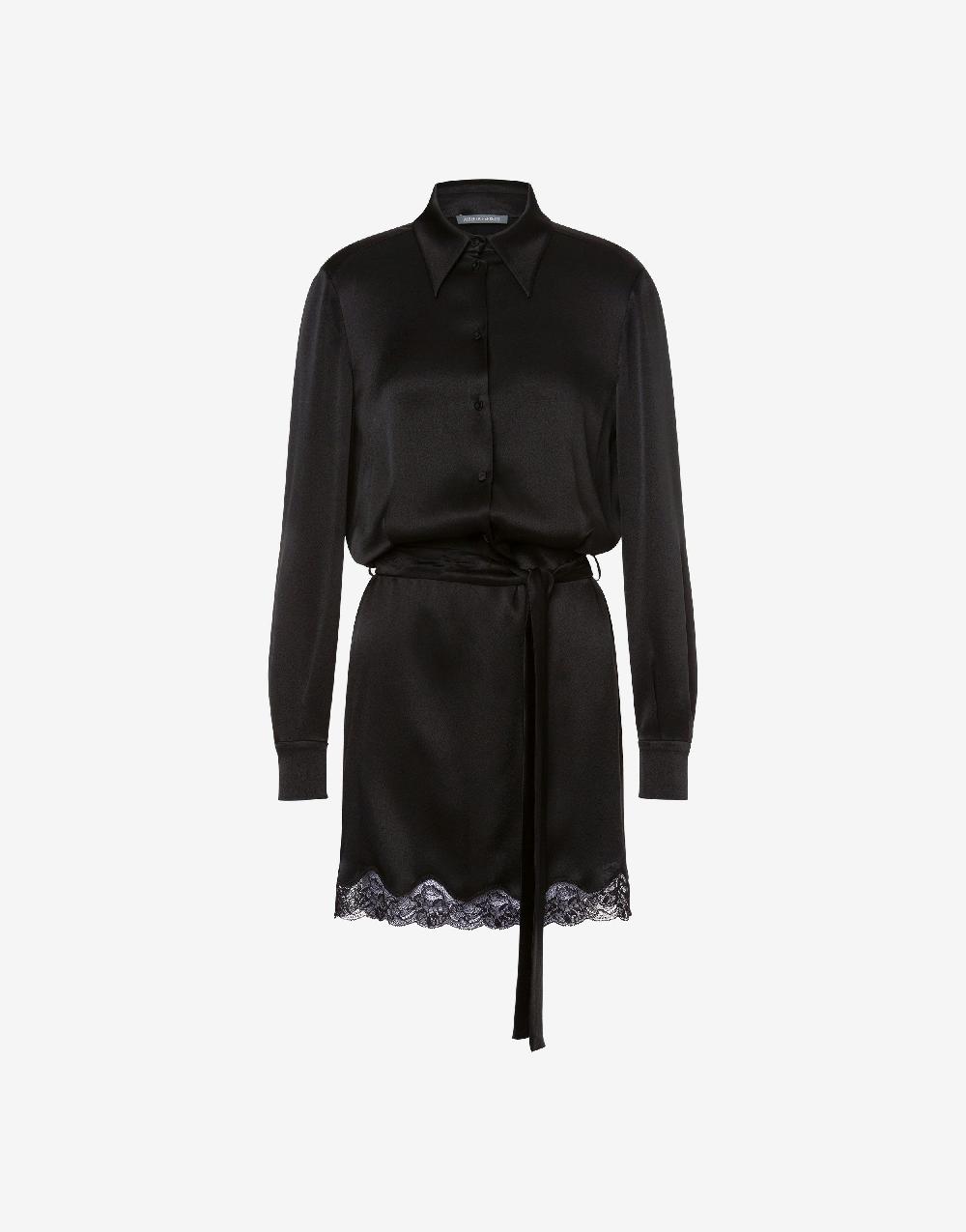 Alberta Ferretti Abito corto in raso con pizzo