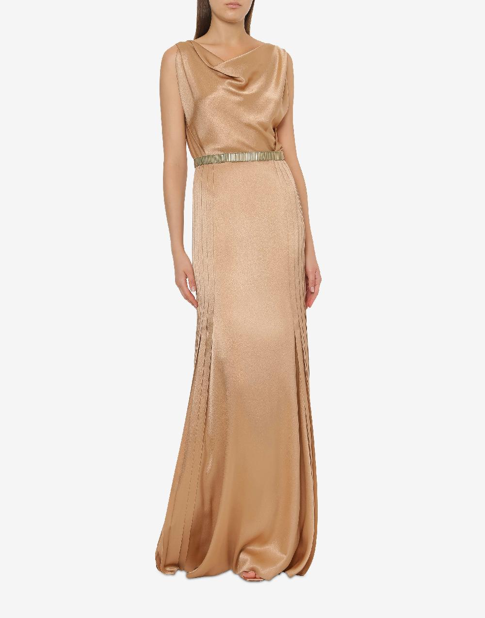 Alberta Ferretti Abito In Raso Con Plissé Cocktail