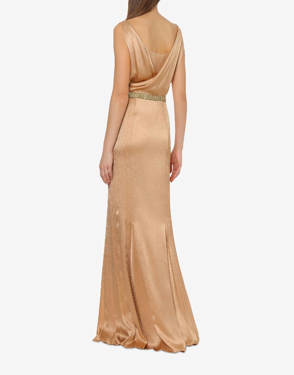 Alberta Ferretti Abito In Raso Con Plissé Cocktail