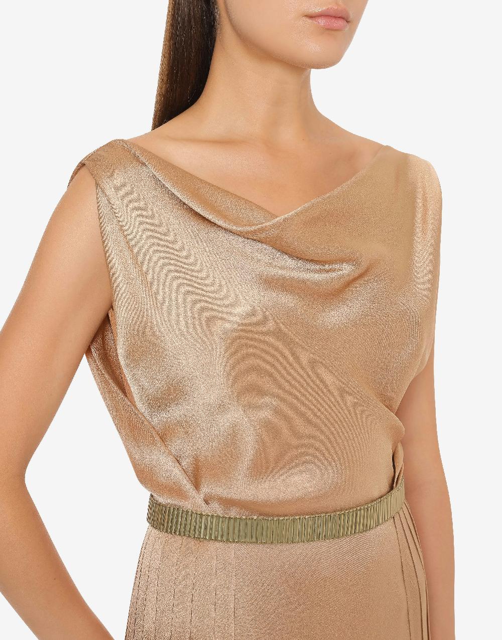 Alberta Ferretti Abito In Raso Con Plissé Cocktail