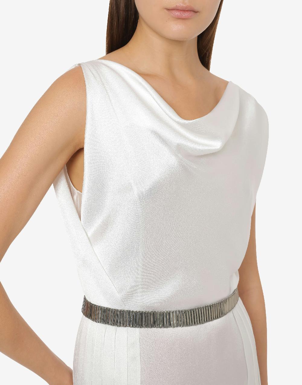 Alberta Ferretti Abito In Raso Con Plissé Cocktail