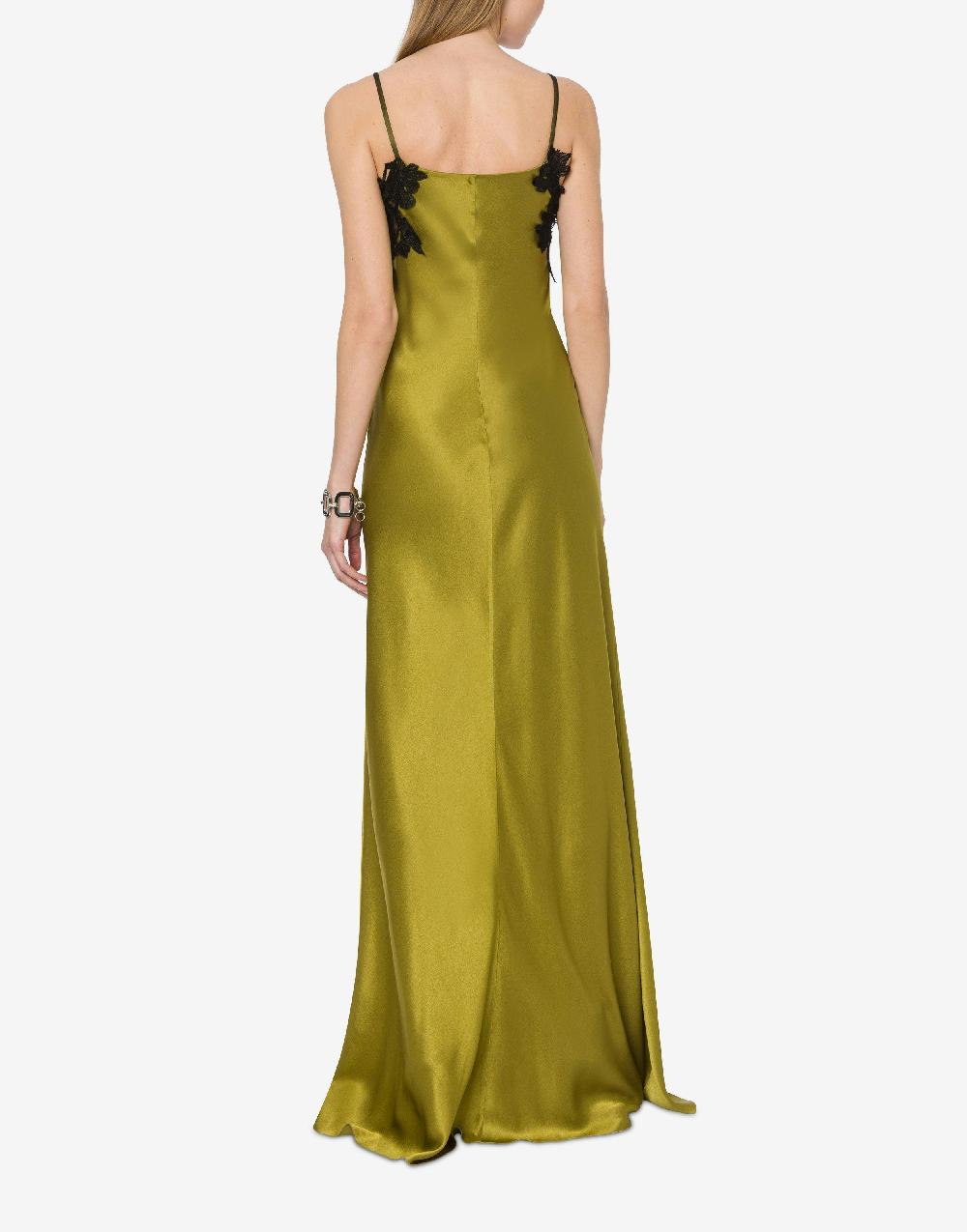 Alberta Ferretti Abito In Raso Con Tulle E Pizzo