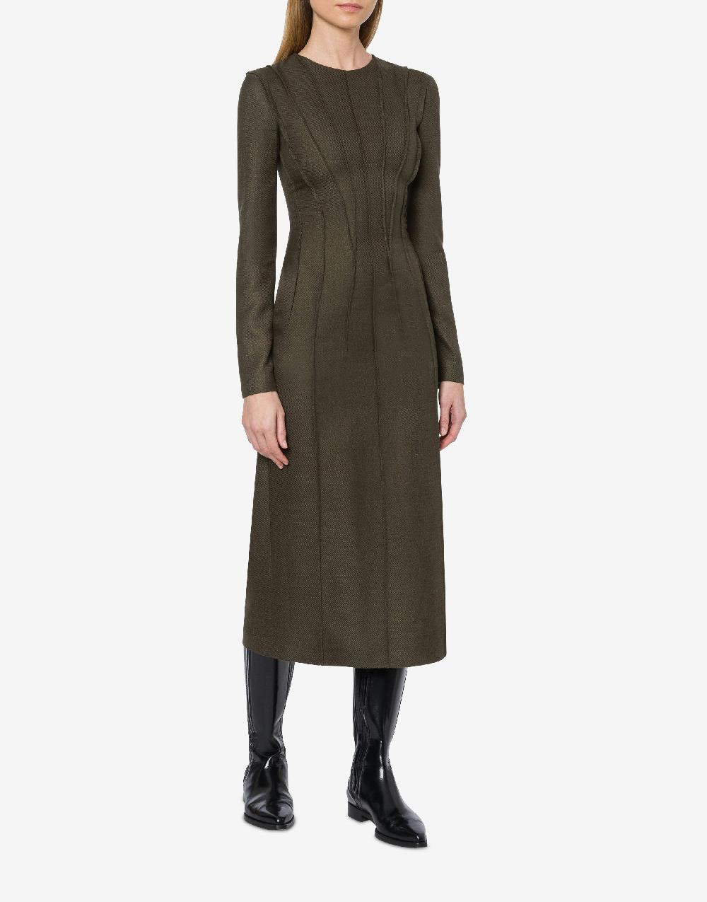 Alberta Ferretti Abito Longuette In Twill Fiammato