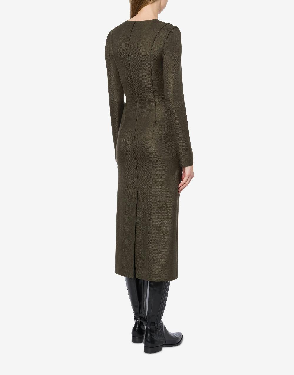 Alberta Ferretti Abito Longuette In Twill Fiammato