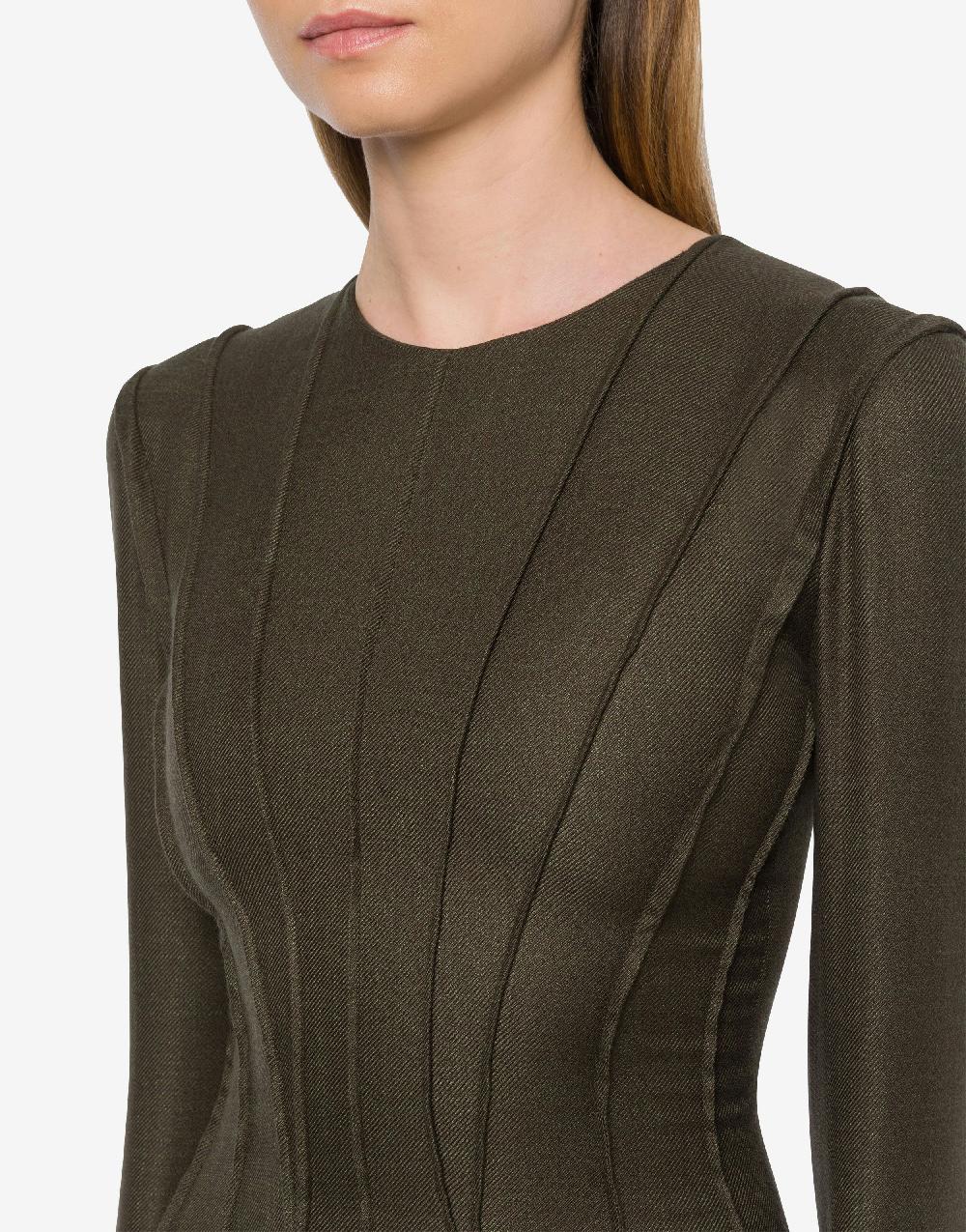 Alberta Ferretti Abito Longuette In Twill Fiammato