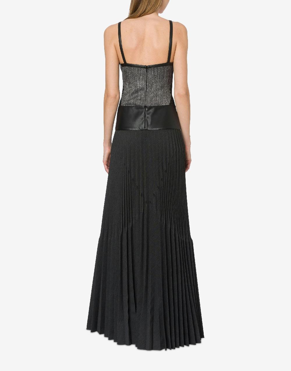 Alberta Ferretti Abito Lungo Con Pizzo E Plissé