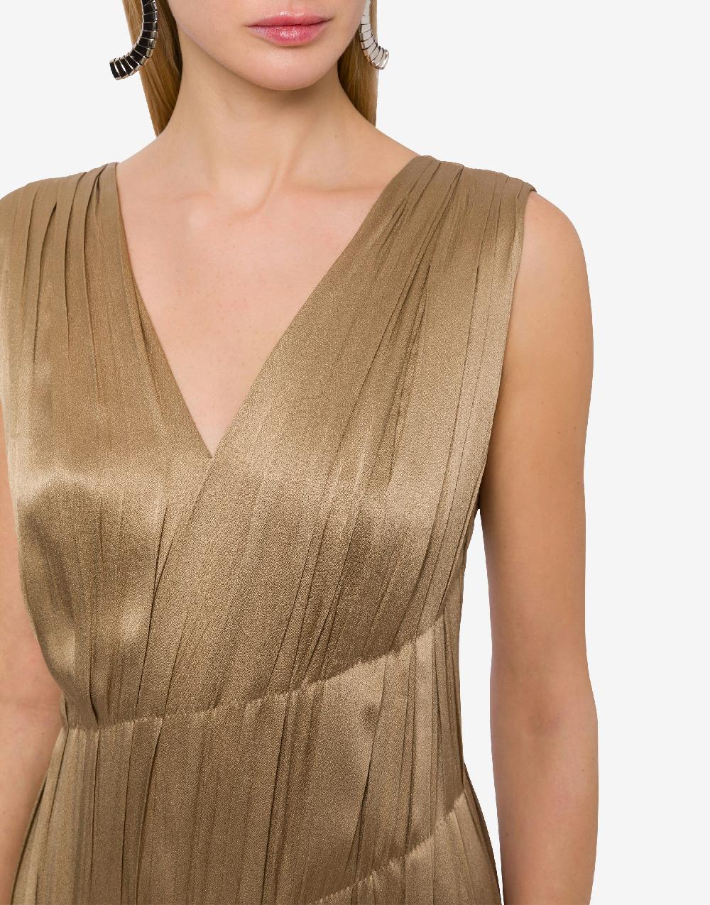 Alberta Ferretti Abito Lungo In Raso Con Plissé