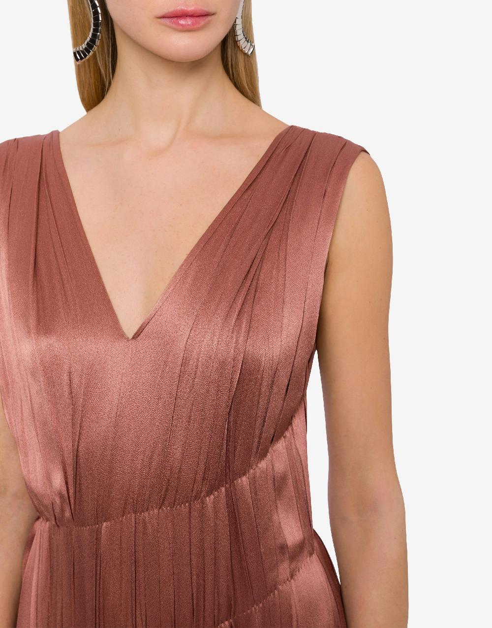 Alberta Ferretti Abito Lungo In Raso Con Plissé