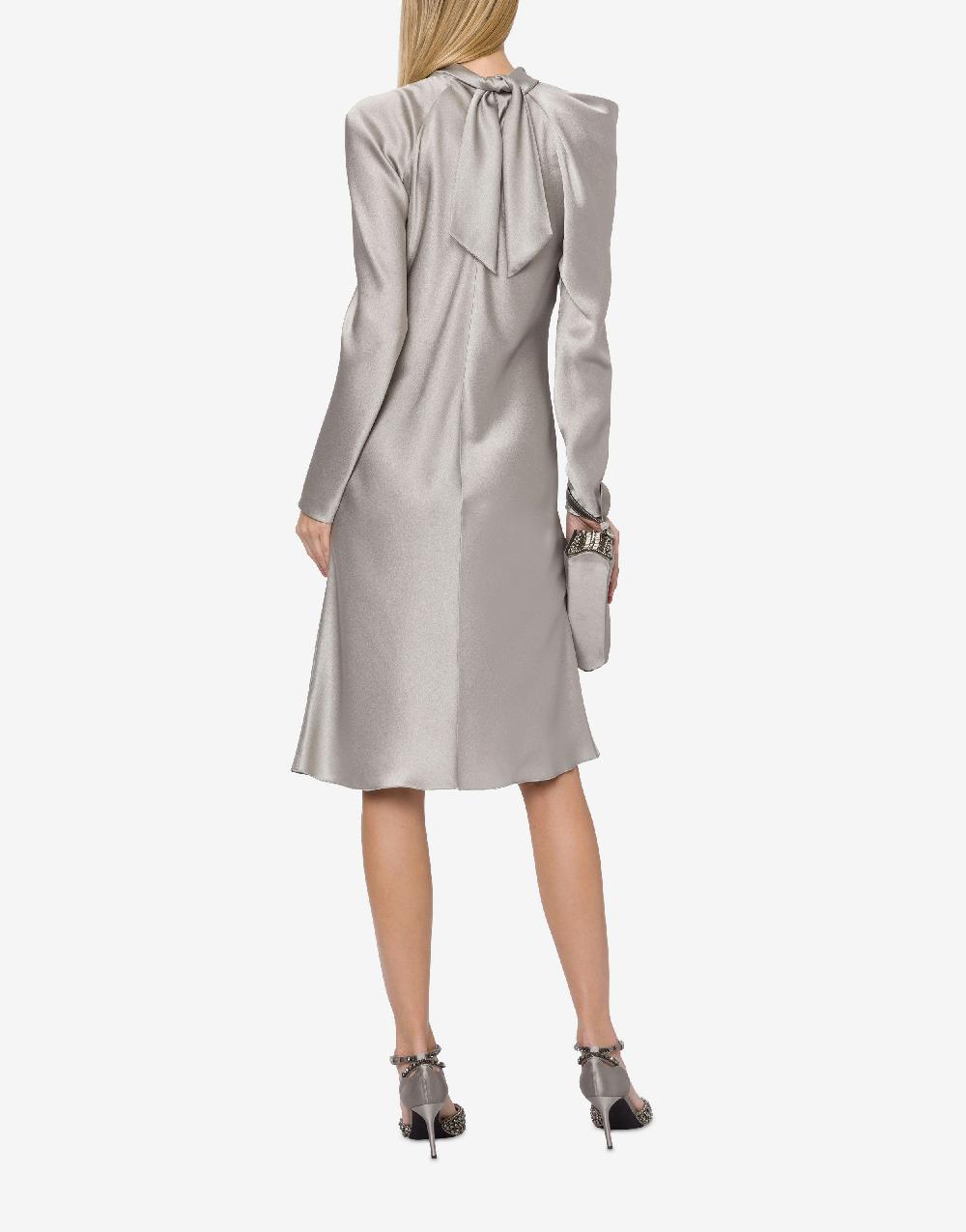 Alberta Ferretti Abito Midi In Raso Con Ruche