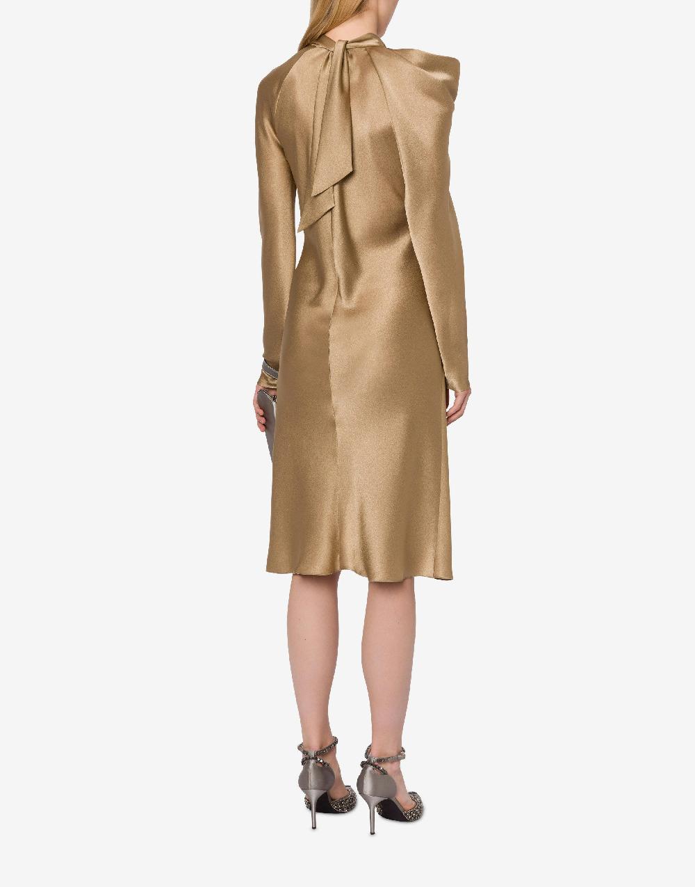 Alberta Ferretti Abito Midi In Raso Con Ruche