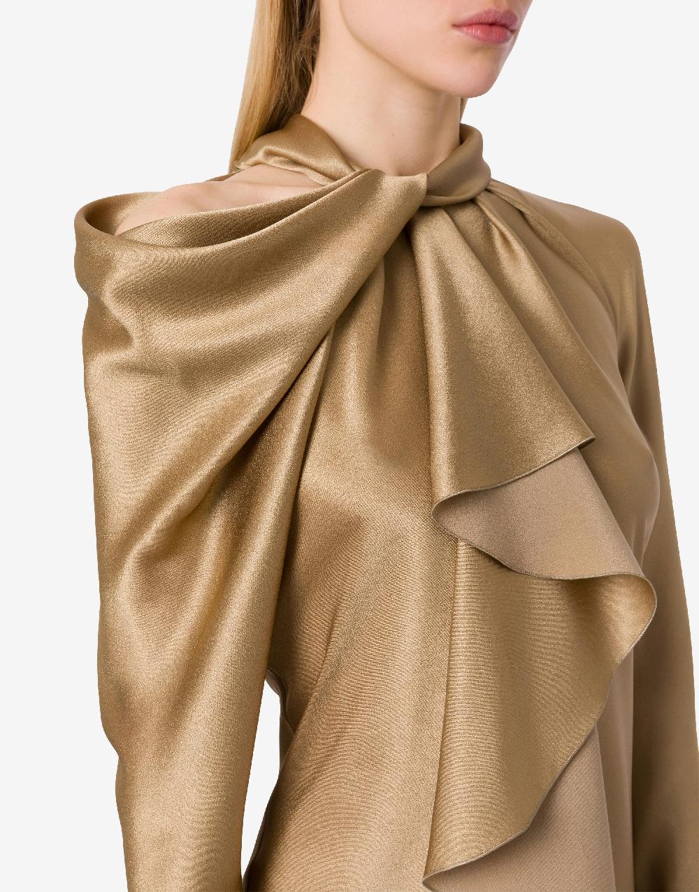 Alberta Ferretti Abito Midi In Raso Con Ruche