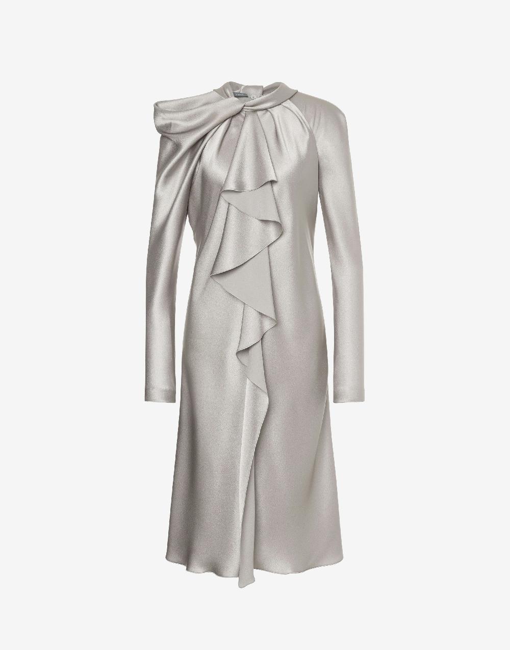 Alberta Ferretti Abito midi in raso con ruche