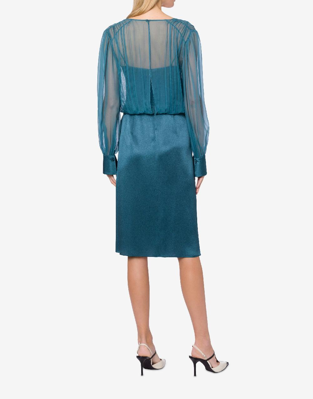 Alberta Ferretti Abito Midi In Raso E Chiffon