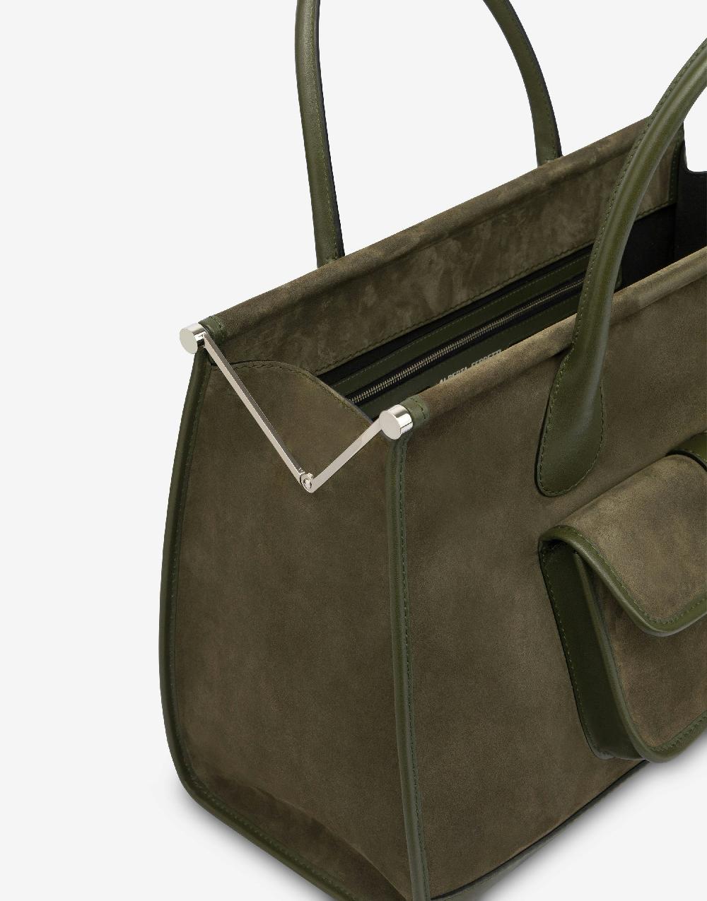 Alberta Ferretti Borsa Doppio Manico In Camoscio