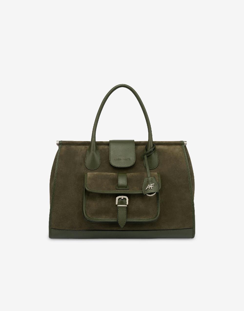 Alberta Ferretti Borsa doppio manico in camoscio