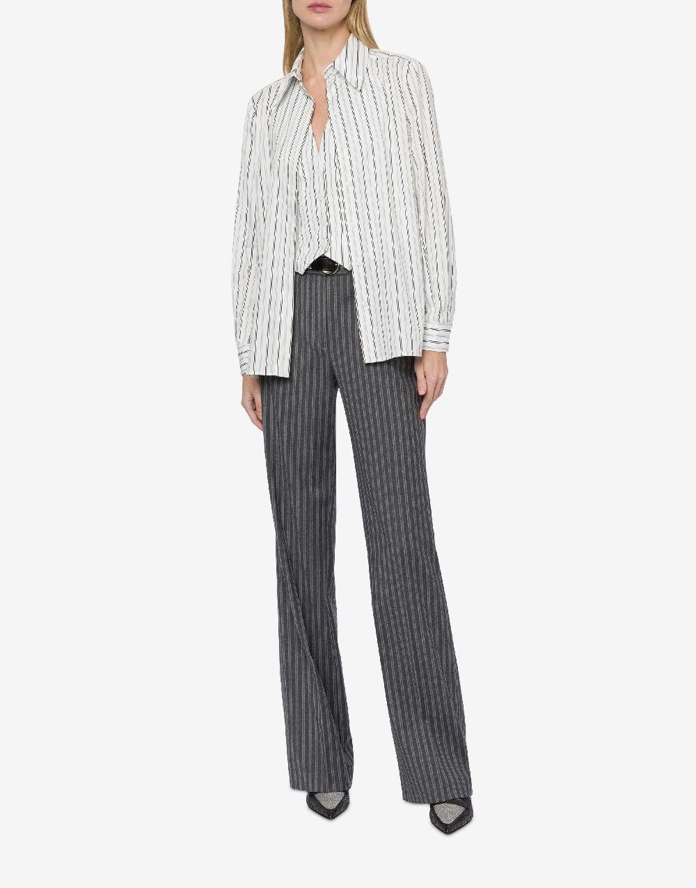 Alberta Ferretti Camicia In Drill Rigato Con Gilet