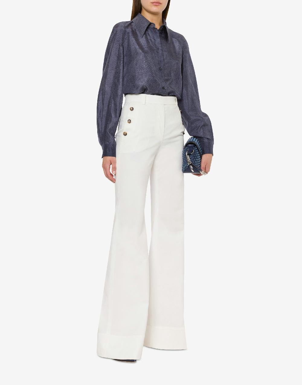 Alberta Ferretti Camicia In Habotai Stampa Denim