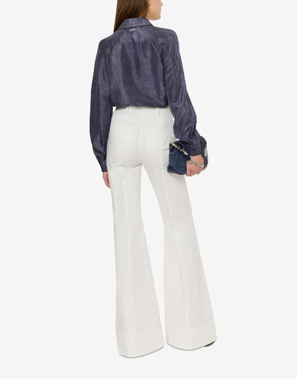 Alberta Ferretti Camicia In Habotai Stampa Denim