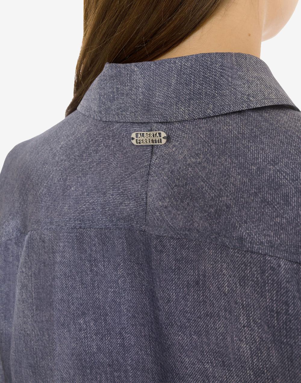 Alberta Ferretti Camicia In Habotai Stampa Denim