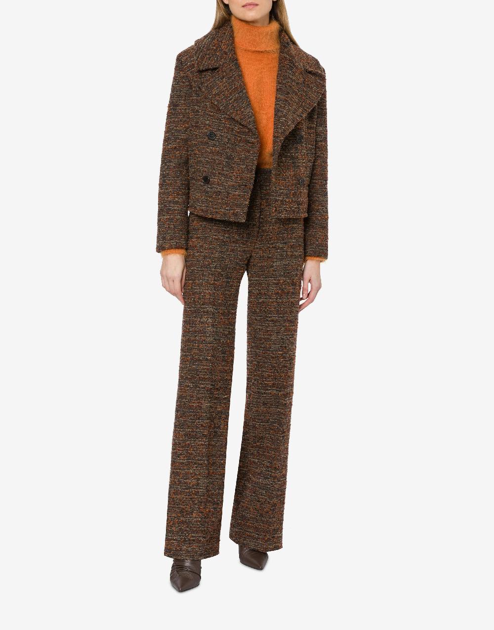 Alberta Ferretti Cappotto Corto In Tweed Bottonato