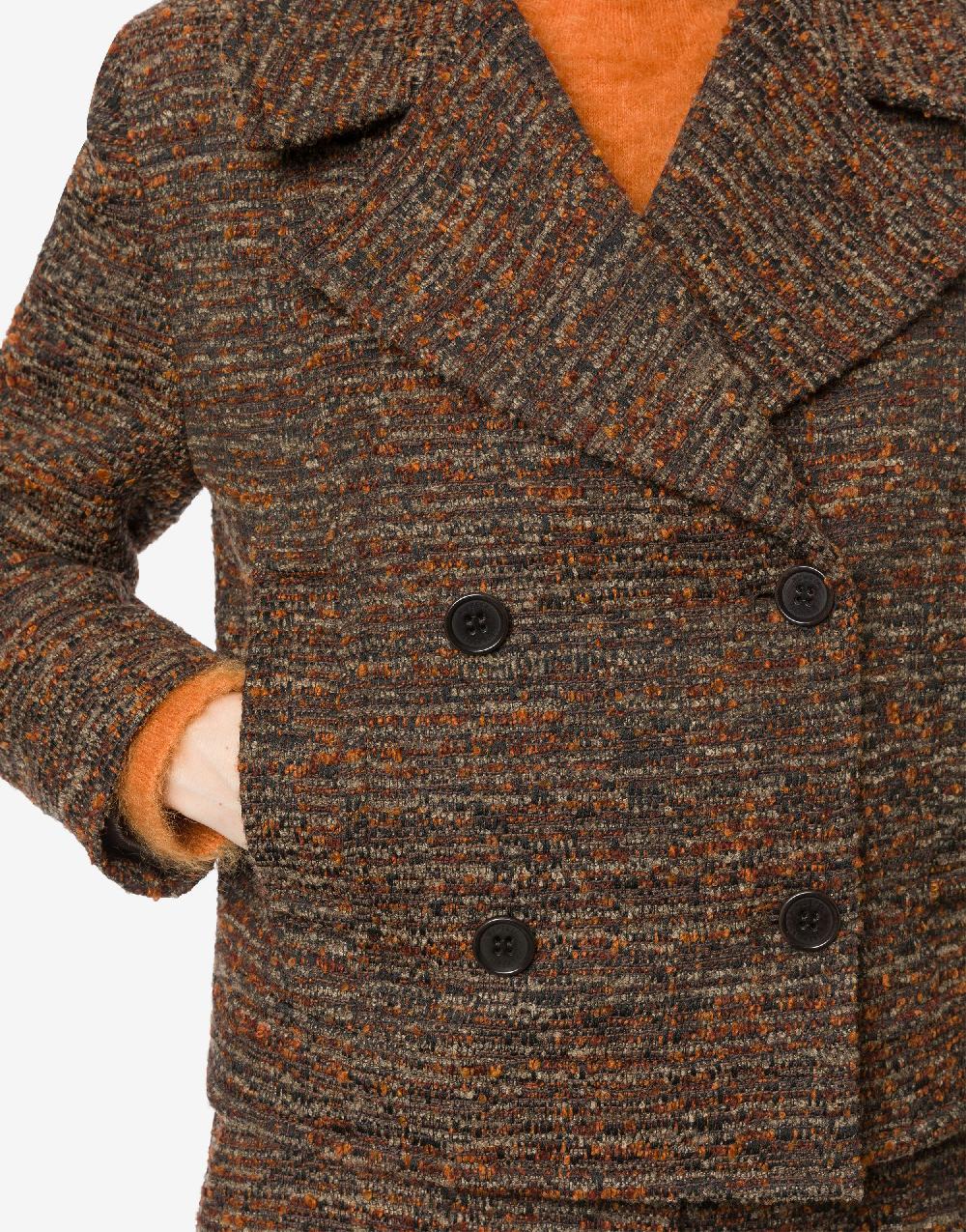 Alberta Ferretti Cappotto Corto In Tweed Bottonato