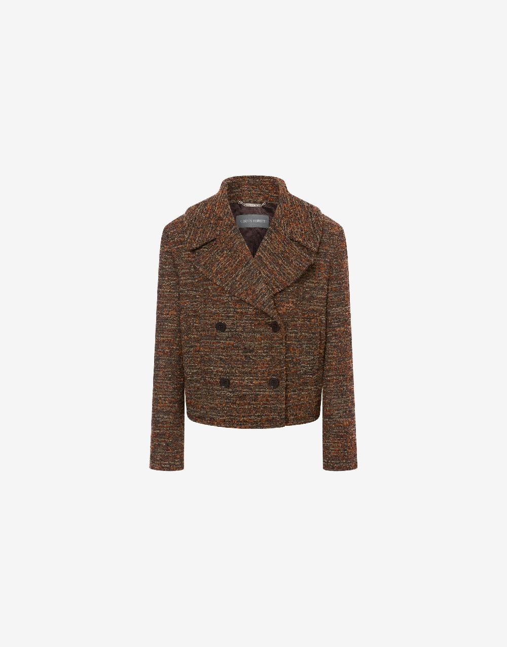 Alberta Ferretti Cappotto corto in tweed bottonato