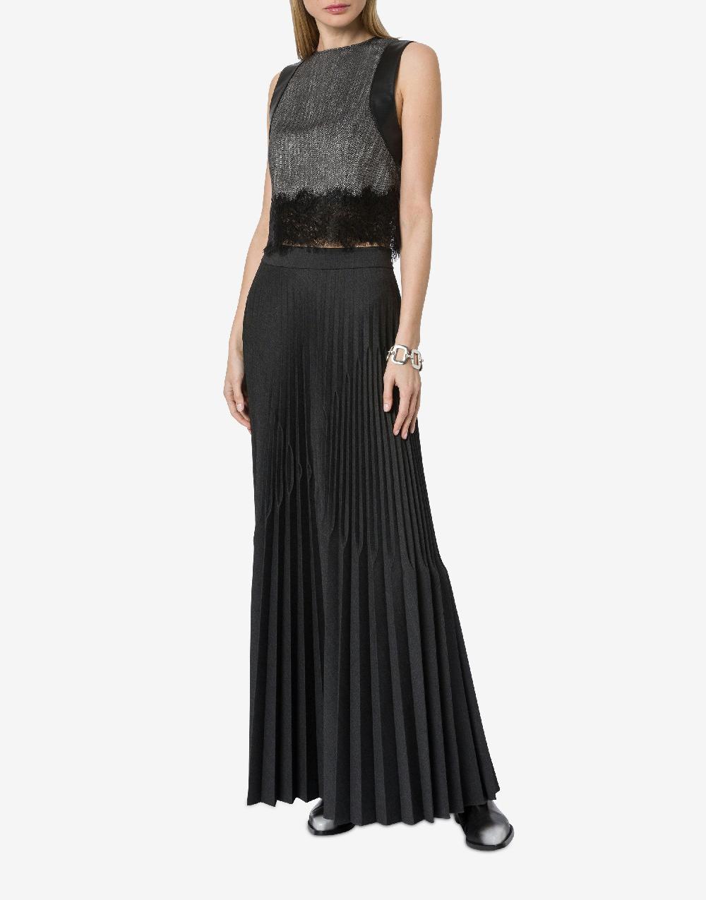 Alberta Ferretti Crop Top In Chevron Con Pizzo