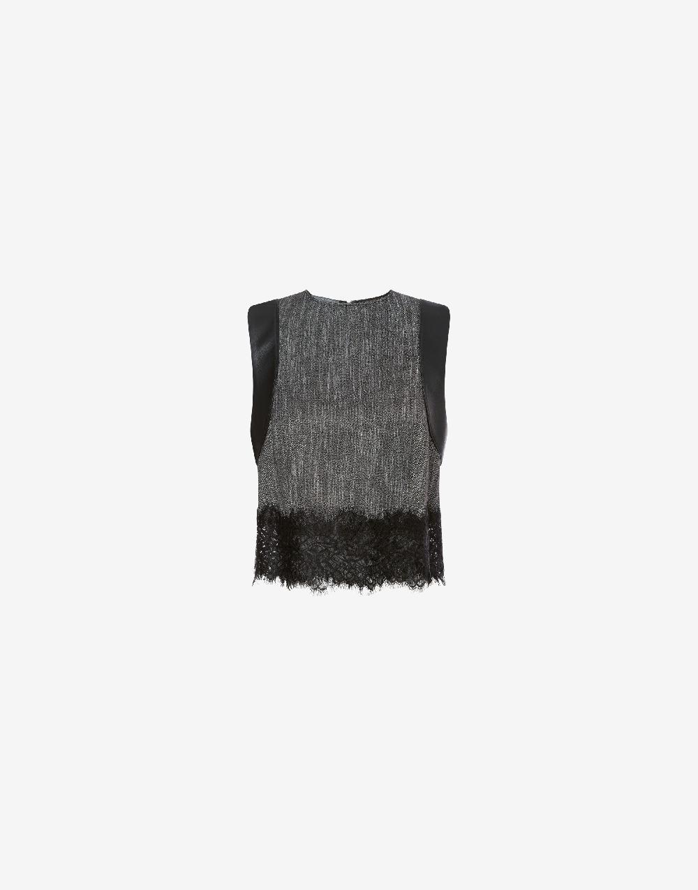 Alberta Ferretti Crop top in chevron con pizzo