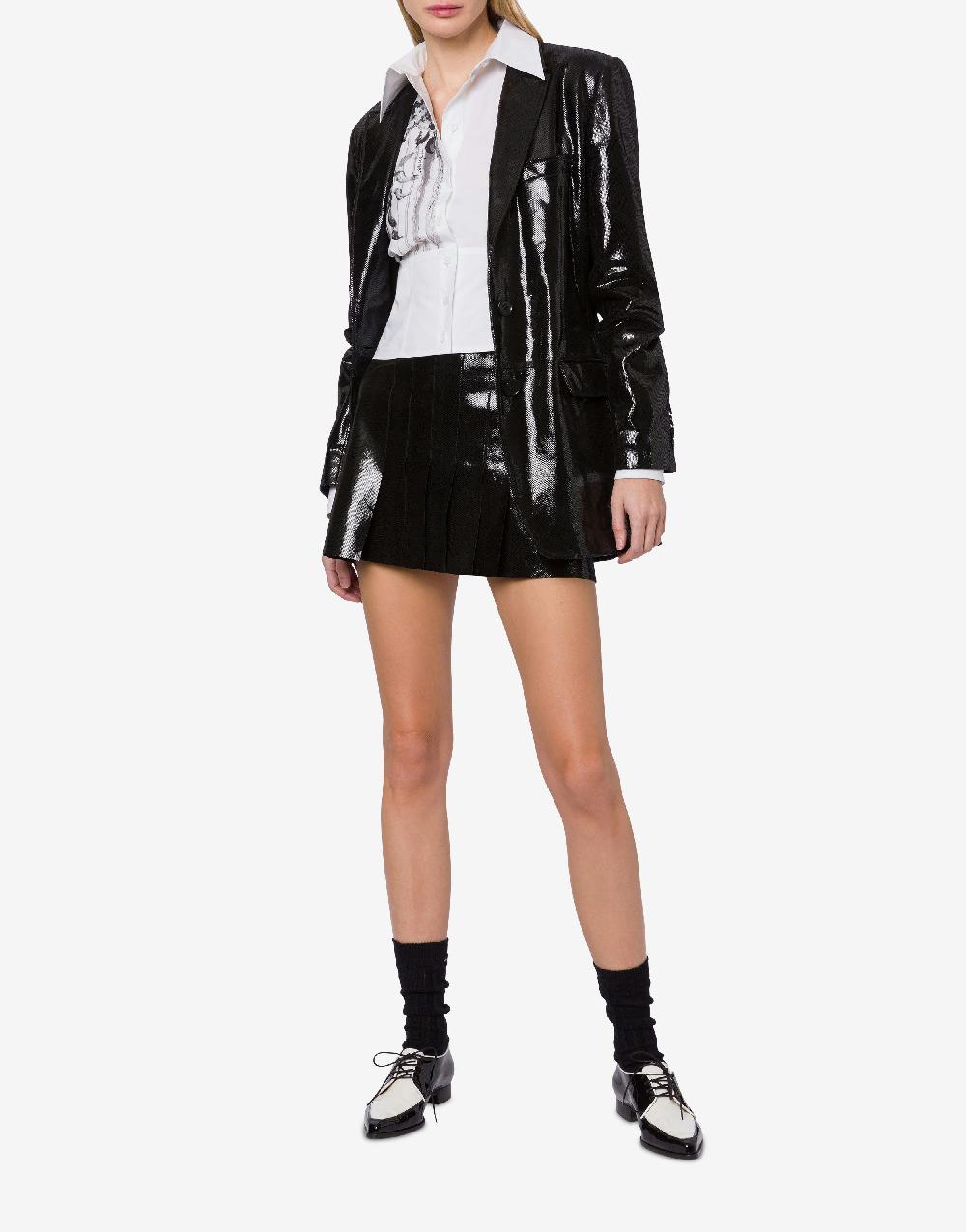 Alberta Ferretti Giacca In Suede Con Stampa Snake